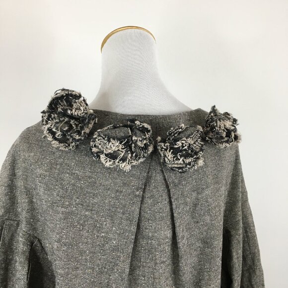 ROBERT RODRIGUEZ Brown White Specks Wool Silk Blend Rosette Applique Jacket - Picture 13 of 14